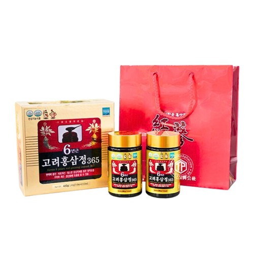 365 Cao Hồng Sâm 365 6 Năm Tuổi - Korean 6 Years Red Ginseng Extract 365 Hộp 240g x 2 Lọ