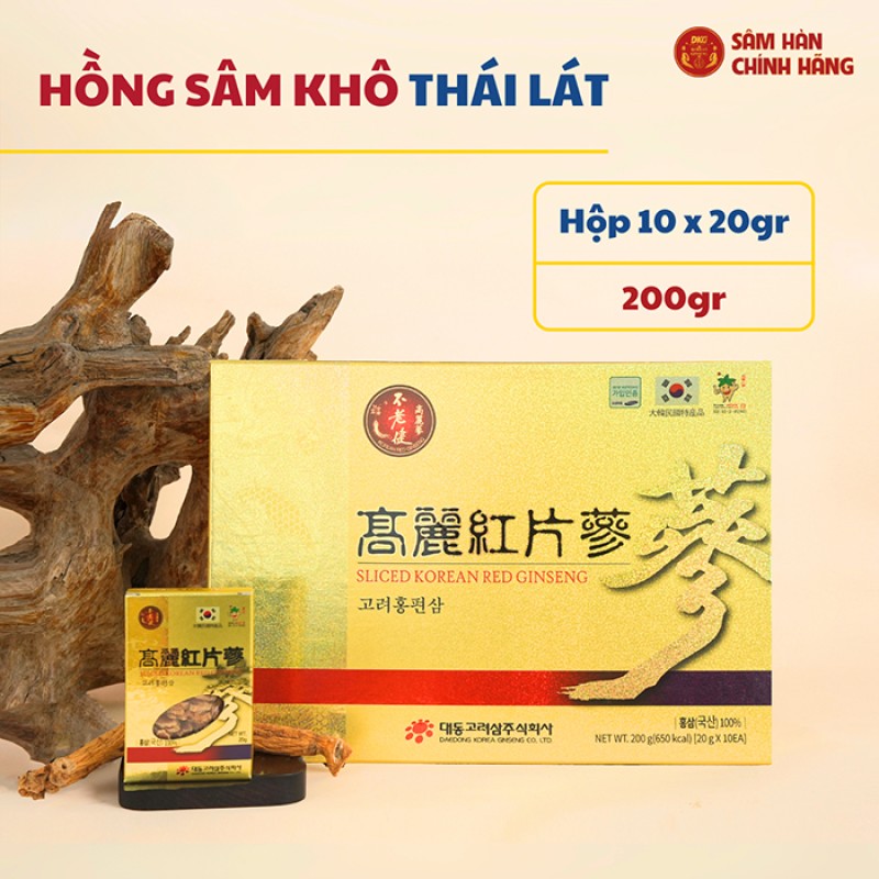 Hồng Sâm Hàn Quốc Thái Lát - Sliced Korean Red Ginseng Hộp 200g