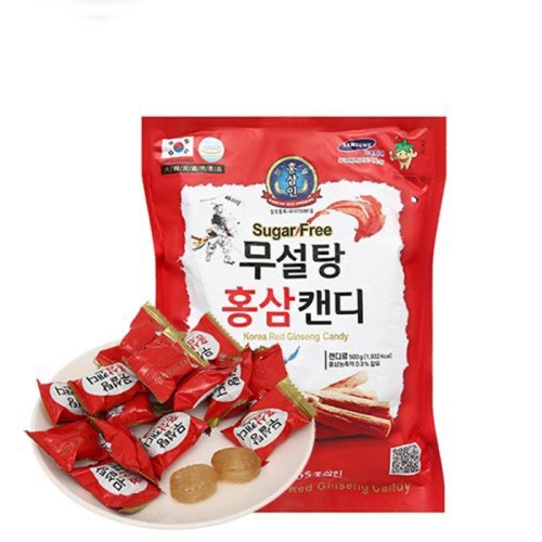 Kẹo Hồng Sâm Không Đường - Korea Red Ginseng 365 Candy Bịch 500g