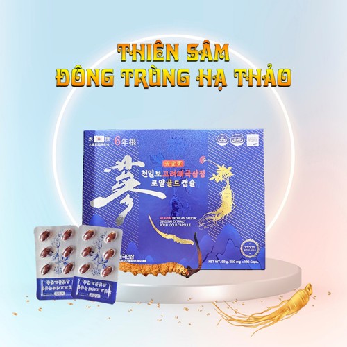 Viên Thiên Sâm Đông Trùng - Heaven 1 Korean Taekuk Ginseng Extract Royal Gold Capsule 180 Viên