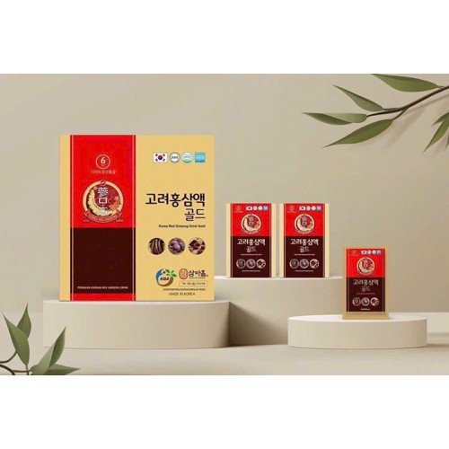 Nước Uống Hồng Sâm Hàn Quốc Linh Chi Táo Đỏ - Korean Red Ginseng Drink Gold 70ml x 30 Gói